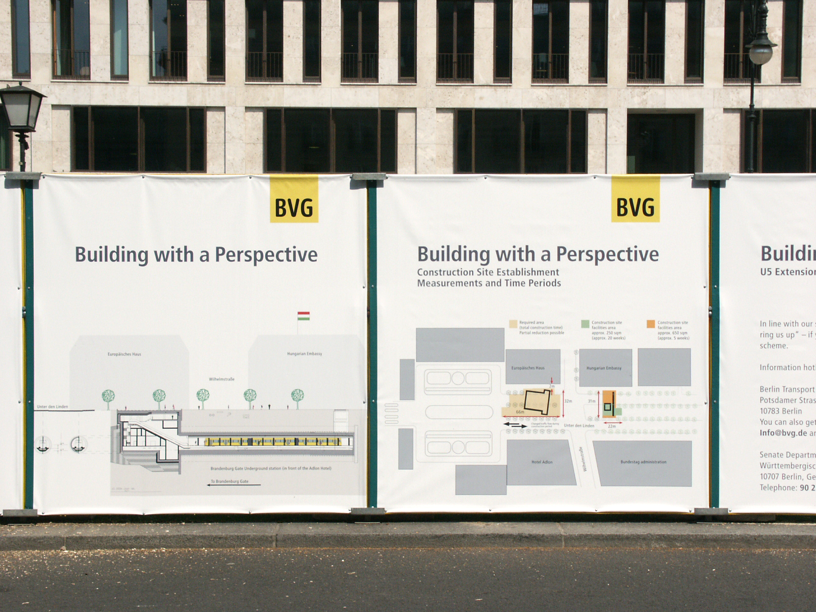 Bautafel BVG Brandenburger Tor